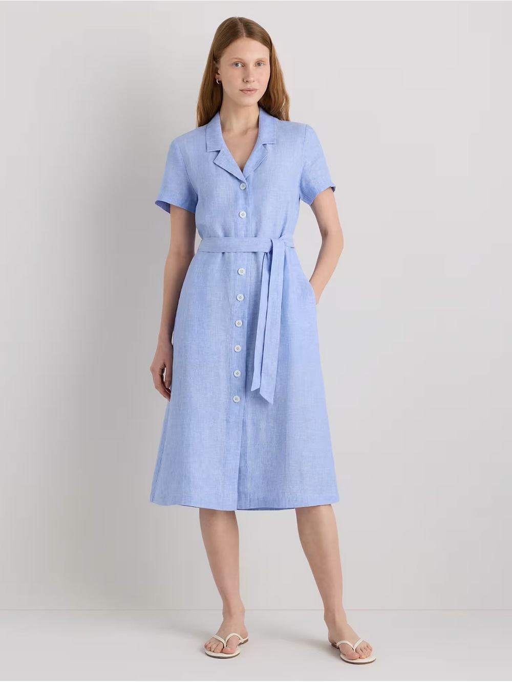 Quince European 100% Linen Button Front Dress